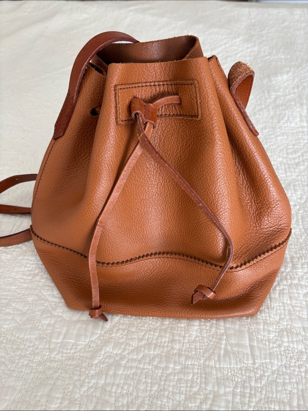 J. Crew Pebbled Leather Drawstring Bucket Bag - Brown